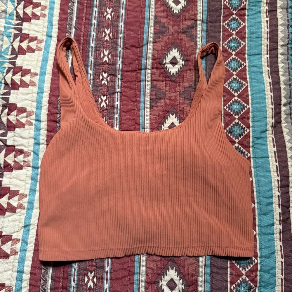 Athleta orange sports bra crop tank size small